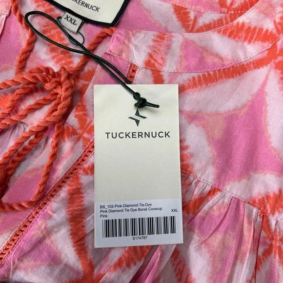 Tuckernuck Bondi Coverup Tunic Beach Top Orange Pink Diamond Dye Size XXL NWT